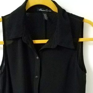 Black sleeveless blouse